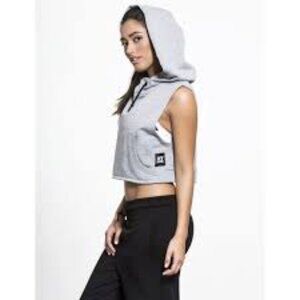 Ivy Park Gray Sleeveless Cropped Hoodie Sweatshirt ** Sz L